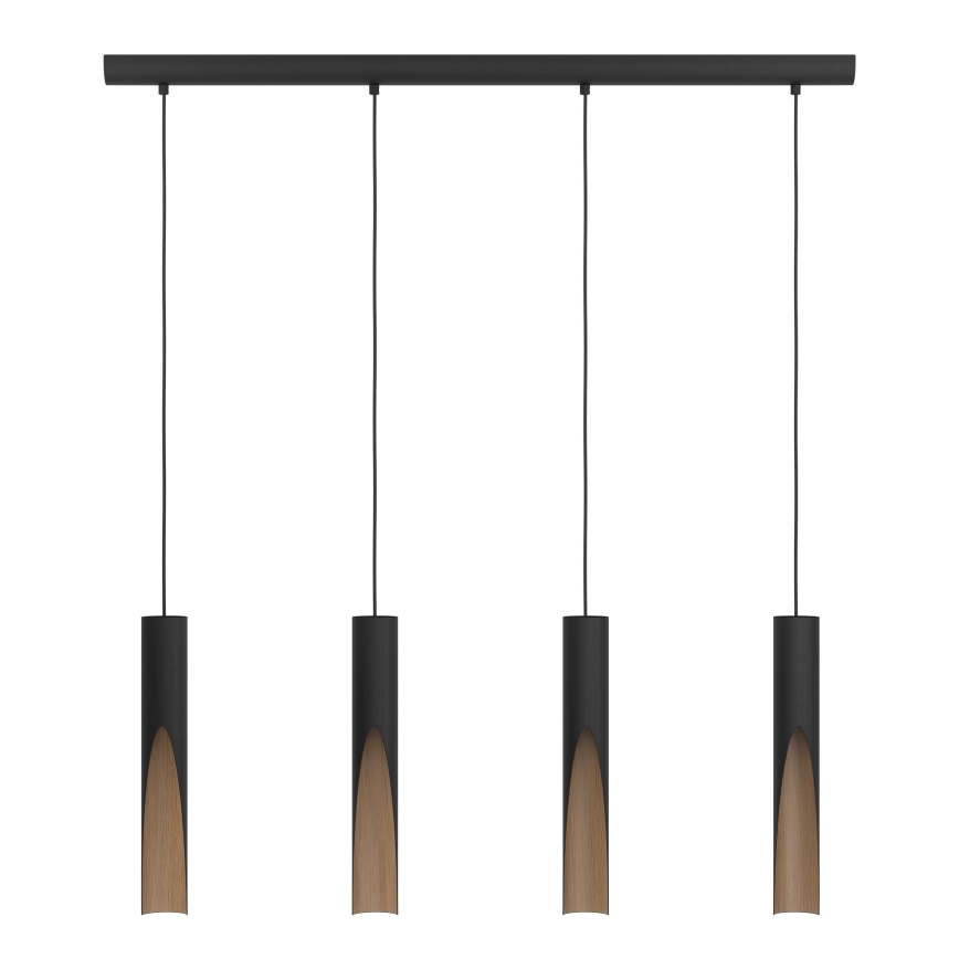 Eglo - LED ljuskrona med textilsladd 4xGU10/4,5W/230V svart/brun