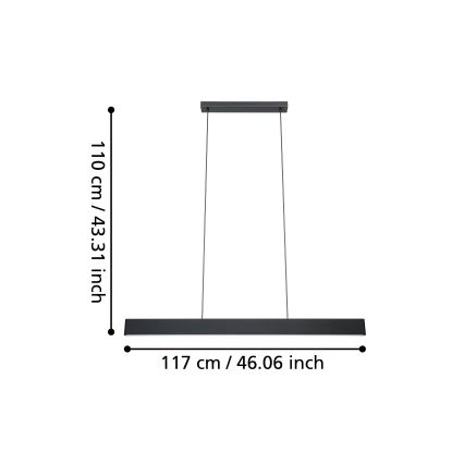 Eglo - LED RGBW Ljusreglerad ljuskrona på textilsladd LED/38W/230V 2700-6500K svart