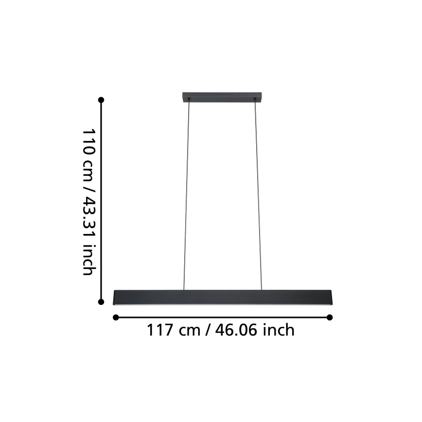Eglo - LED RGBW Ljusreglerad ljuskrona på textilsladd LED/38W/230V 2700-6500K svart