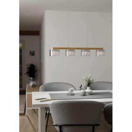 Eglo - LED RGBW Ljusreglerad ljuskrona på textilsladd 4xLED/3,7W/230V 2700-6500K