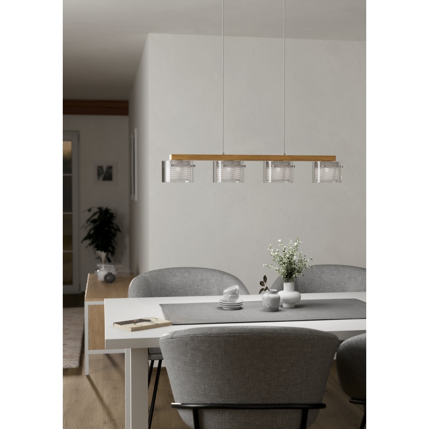 Eglo - LED RGBW Ljusreglerad ljuskrona på textilsladd 4xLED/3,7W/230V 2700-6500K