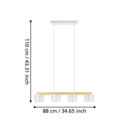 Eglo - LED RGBW Ljusreglerad ljuskrona på textilsladd 4xLED/3,7W/230V 2700-6500K