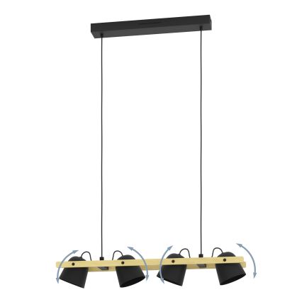 Eglo - LED RGBW Ljusreglerad ljuskrona på textilsladd 4xLED/3,7W/230V 2700-6500K