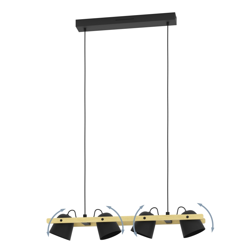 Eglo - LED RGBW Ljusreglerad ljuskrona på textilsladd 4xLED/3,7W/230V 2700-6500K