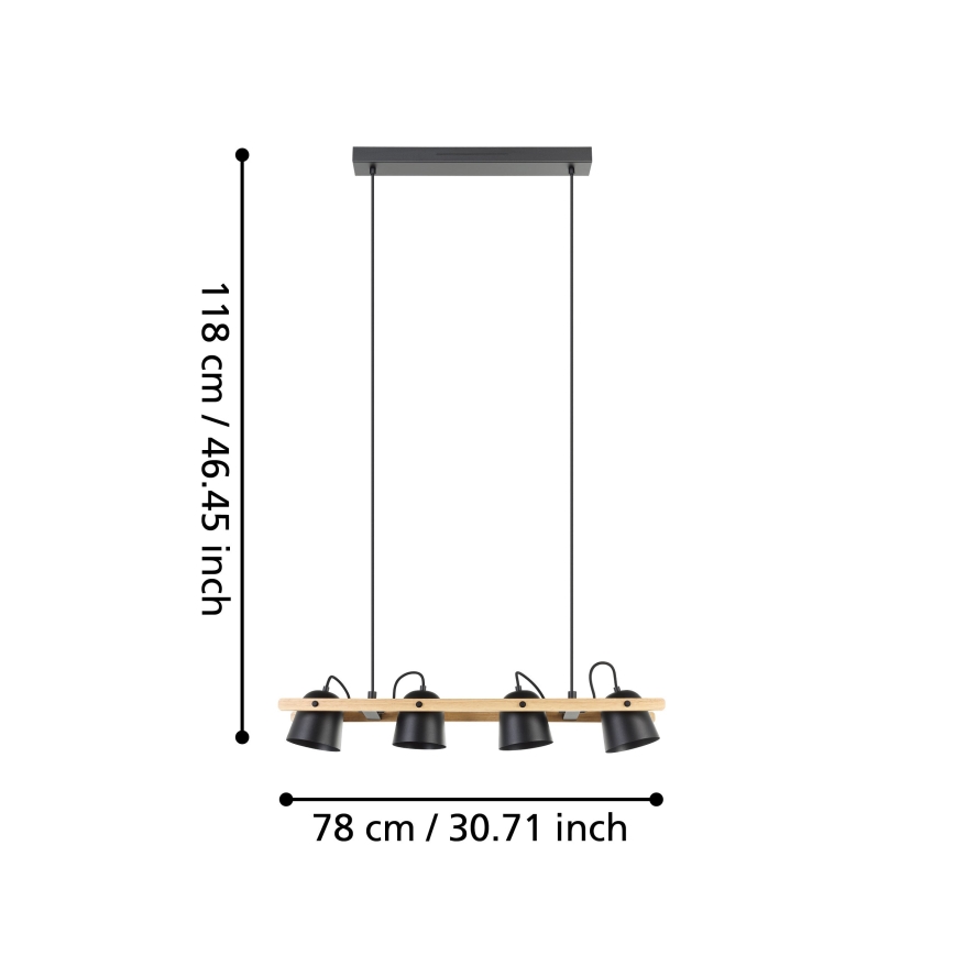 Eglo - LED RGBW Ljusreglerad ljuskrona på textilsladd 4xLED/3,7W/230V 2700-6500K