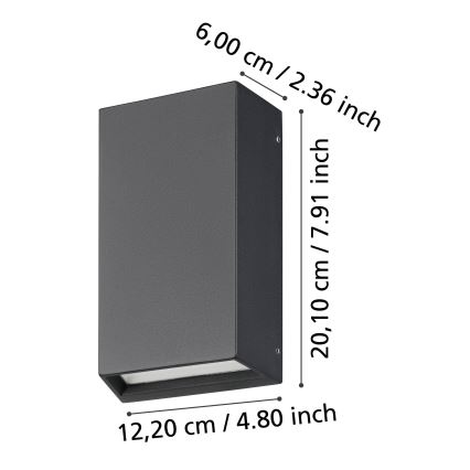 Eglo - LED vägglampa för utomhusbruk 2xLED/5W/230V IP65