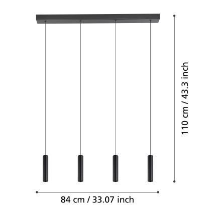 Eglo - LED ljusreglerad ljuskrona på textilsladd 4xLED/5,4W/230V