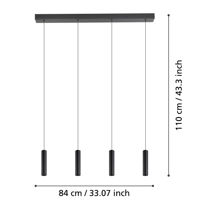 Eglo - LED ljusreglerad ljuskrona på textilsladd 4xLED/5,4W/230V