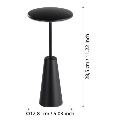 Eglo - LED Ljusreglerad beröring utomhus lampa LED/2,8W/5V 2400K/3000K/4000K 5200 mAh IP54 svart