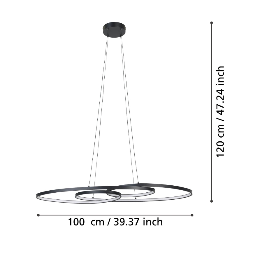 Eglo - LED ljusreglerad ljuskrona på textilsladd LED/38W/230V