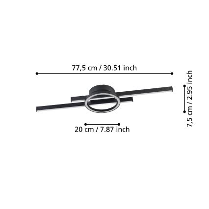 Eglo - LED RGBW Dimbar taklampa LED/23,5W/230V 2700-6500K svart + fjärrkontroll