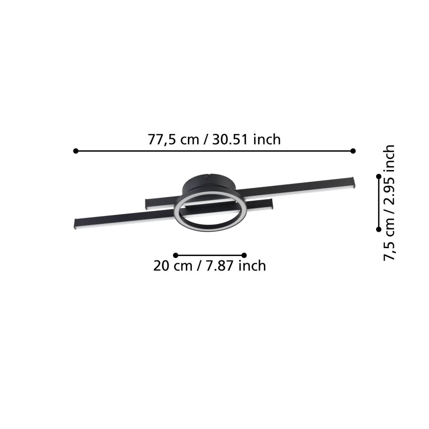 Eglo - LED RGBW Dimbar taklampa LED/23,5W/230V 2700-6500K svart + fjärrkontroll