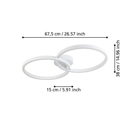 Eglo 900954 - LED RGBW Dimbar taklampa LED/19,5W/230V 2700-6500K vit + fjärrkontroll
