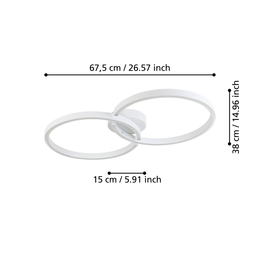 Eglo 900954 - LED RGBW Dimbar taklampa LED/19,5W/230V 2700-6500K vit + fjärrkontroll