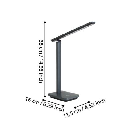 Eglo - LED Ljusreglerad uppladdningsbar bordslampa LED/3,6W/5V 1800mAh grå