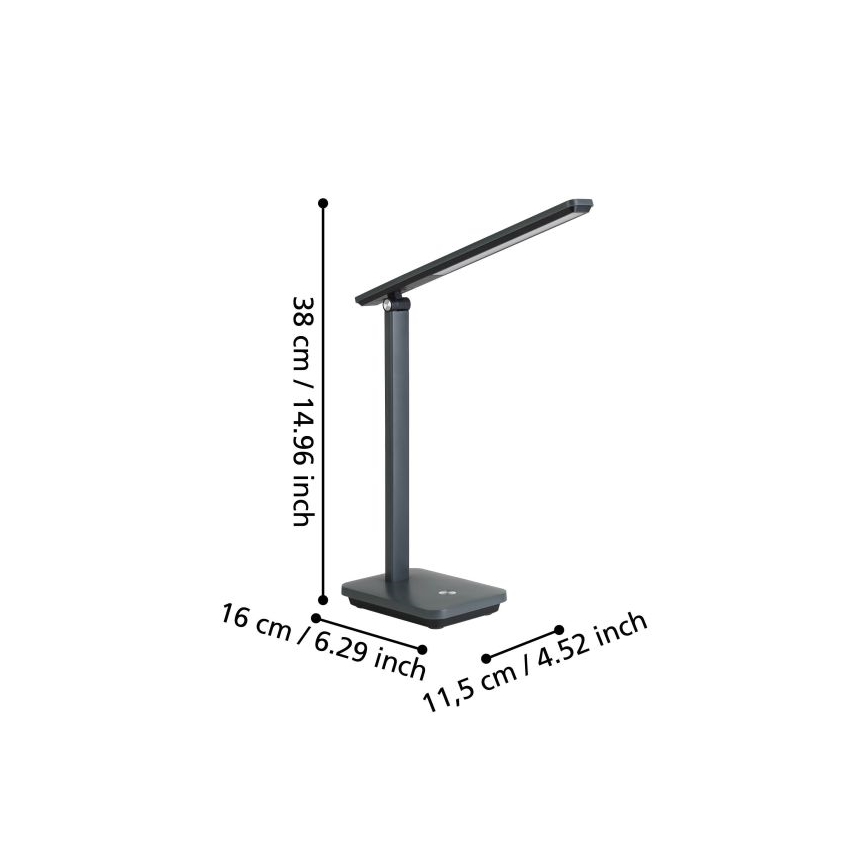 Eglo - LED Ljusreglerad uppladdningsbar bordslampa LED/3,6W/5V 1800mAh grå