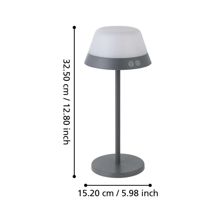 Eglo - LED RGBW Ljusreglerad beröring utomhus lampa 2i1 LED/1,5W/5V 2600 mAh IP54 grå