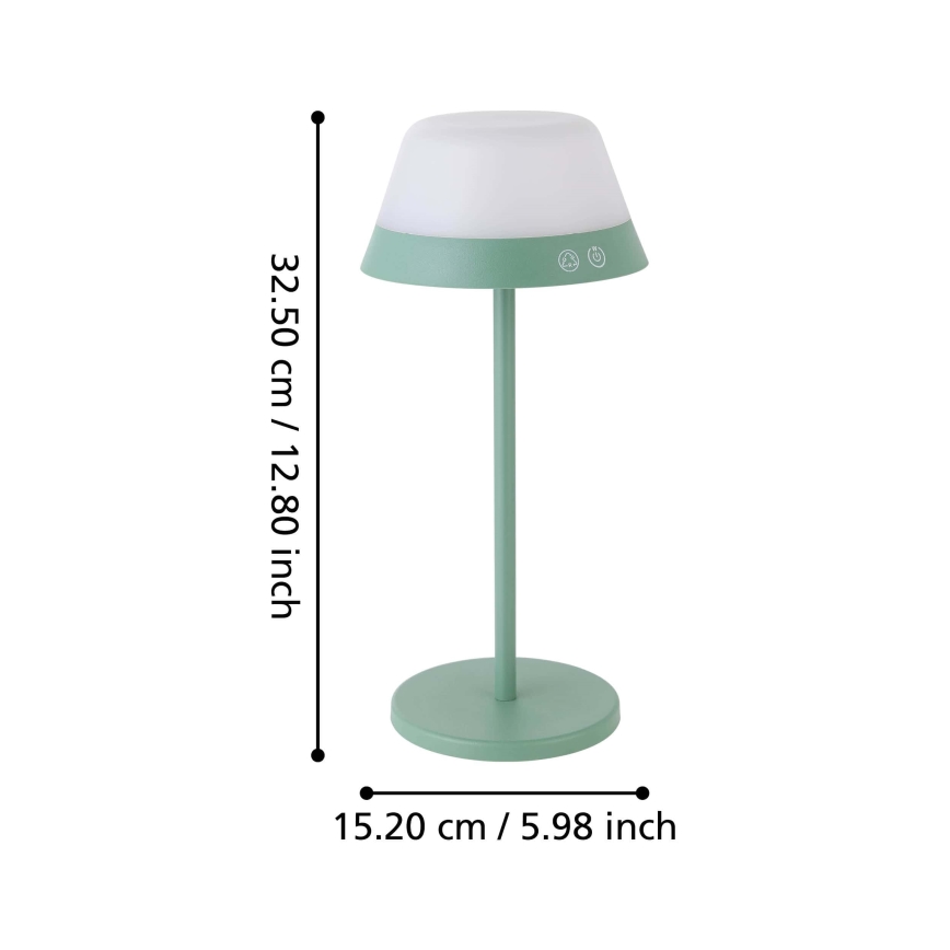 Eglo - LED RGBW Ljusreglerad beröring utomhus lampa 2i1 LED/1,5W/5V 2600 mAh IP54 grön