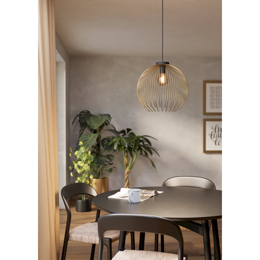 Eglo - Ljuskrona med textilsladd 1xE27/40W/230V guld