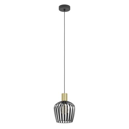 Eglo - Ljuskrona med textilsladd 1xE27/40W/230V svart/guld