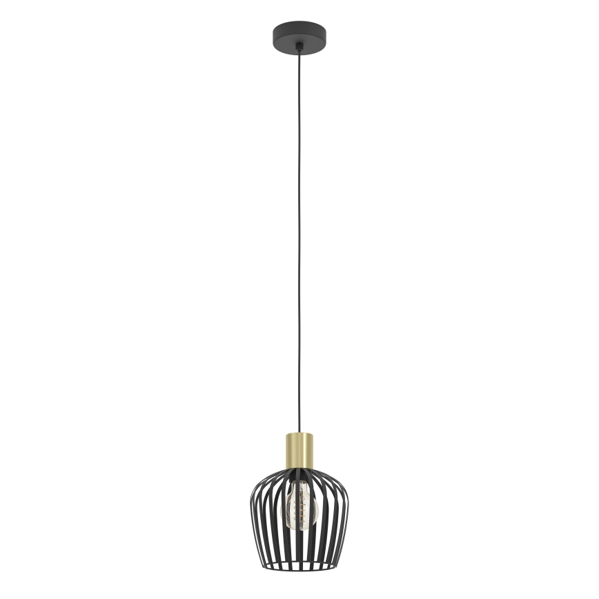 Eglo - Ljuskrona med textilsladd 1xE27/40W/230V svart/guld