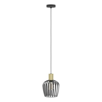 Eglo - Ljuskrona med textilsladd 1xE27/40W/230V svart/guld