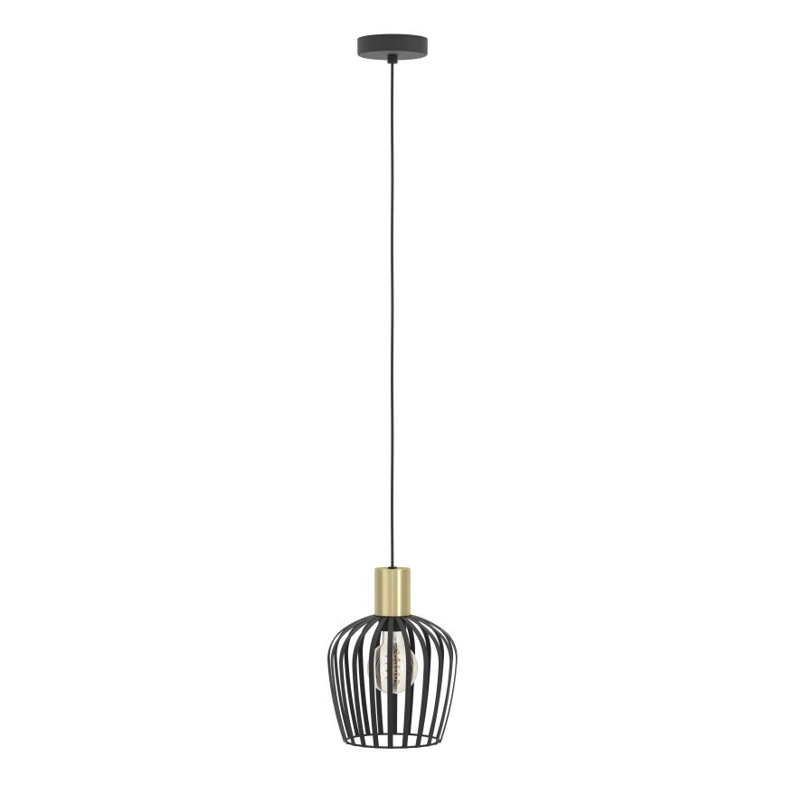 Eglo - Ljuskrona med textilsladd 1xE27/40W/230V svart/guld