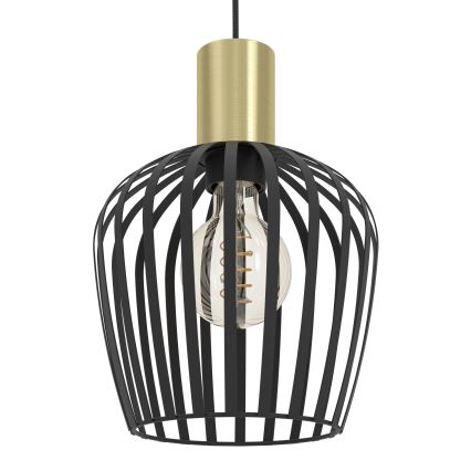 Eglo - Ljuskrona med textilsladd 3xE27/40W/230V svart/guld