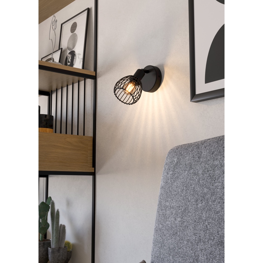Eglo - Vägglampa 1xE14/40W/230V svart