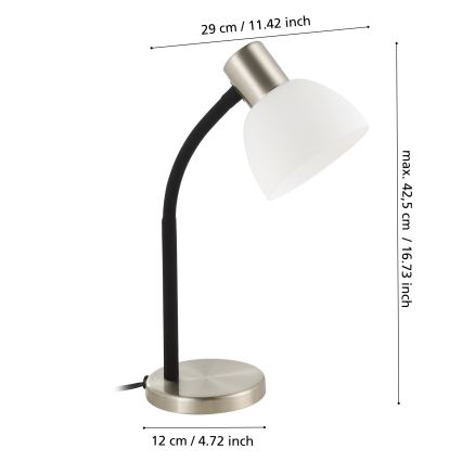 Eglo - Bordslampa 1xE14/25W/230V svart/mattkrom