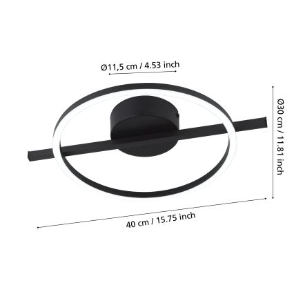 Eglo - LED RGBW Dimbar taklampa LED/17W/230V 2700-6500K svart + fjärrkontroll