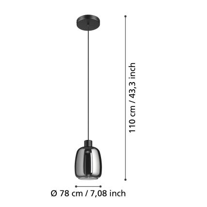 Eglo - LED RGBW Ljusreglerad ljuskrona på textilsladd LED/3,7W/230V 2700-6500K svart ZigBee