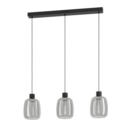 Eglo - LED RGBW Ljusreglerad ljuskrona på textilsladd 3xLED/3,7W/230V 2700-6500K grå