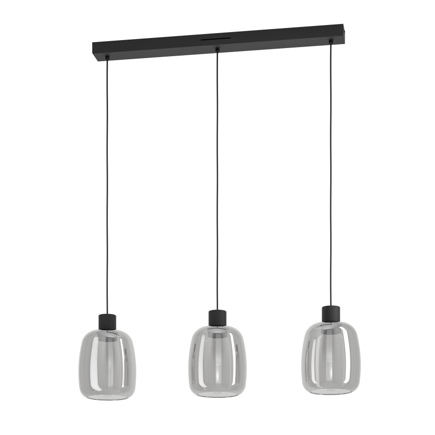Eglo - LED RGBW Ljusreglerad ljuskrona på textilsladd 3xLED/3,7W/230V 2700-6500K grå