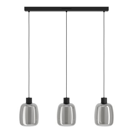 Eglo - LED RGBW Ljusreglerad ljuskrona på textilsladd 3xLED/3,7W/230V 2700-6500K grå