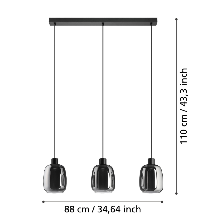 Eglo - LED RGBW Ljusreglerad ljuskrona på textilsladd 3xLED/3,7W/230V 2700-6500K grå
