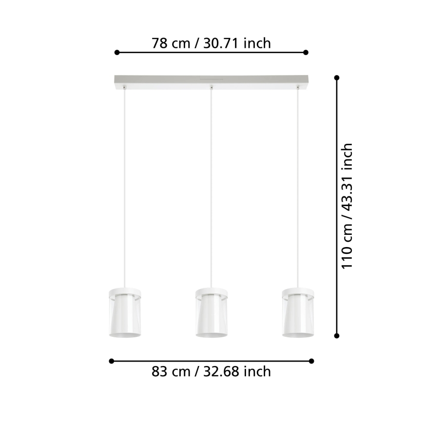 Eglo - LED RGBW Ljusreglerad ljuskrona på textilsladd 3xLED/3,7W/230V 2700-6500K vit ZigBee
