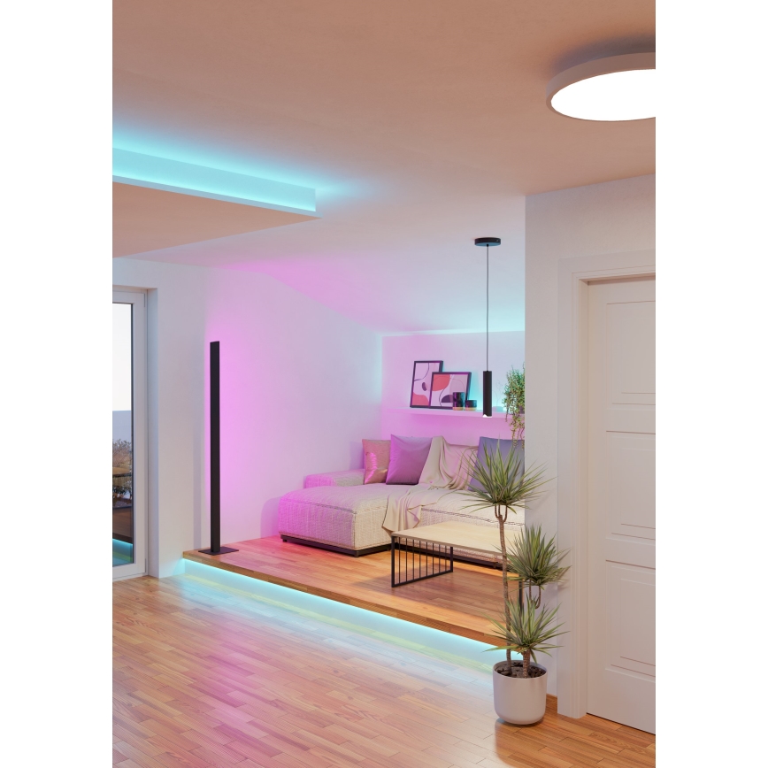 Eglo - LED RGBW Ljusreglerad ljuskrona på textilsladd LED/3,7W/230V 2700-6500K svart