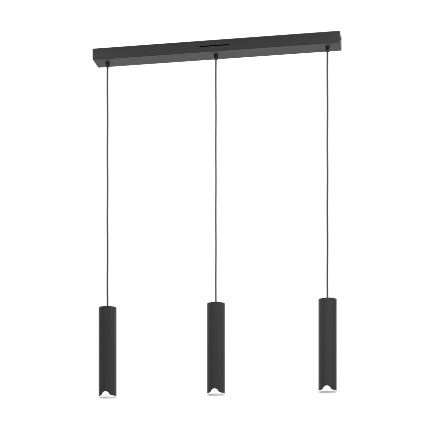 Eglo - LED RGBW Ljusreglerad ljuskrona på textilsladd 3xLED/3,7W/230V 2700-6500K svart