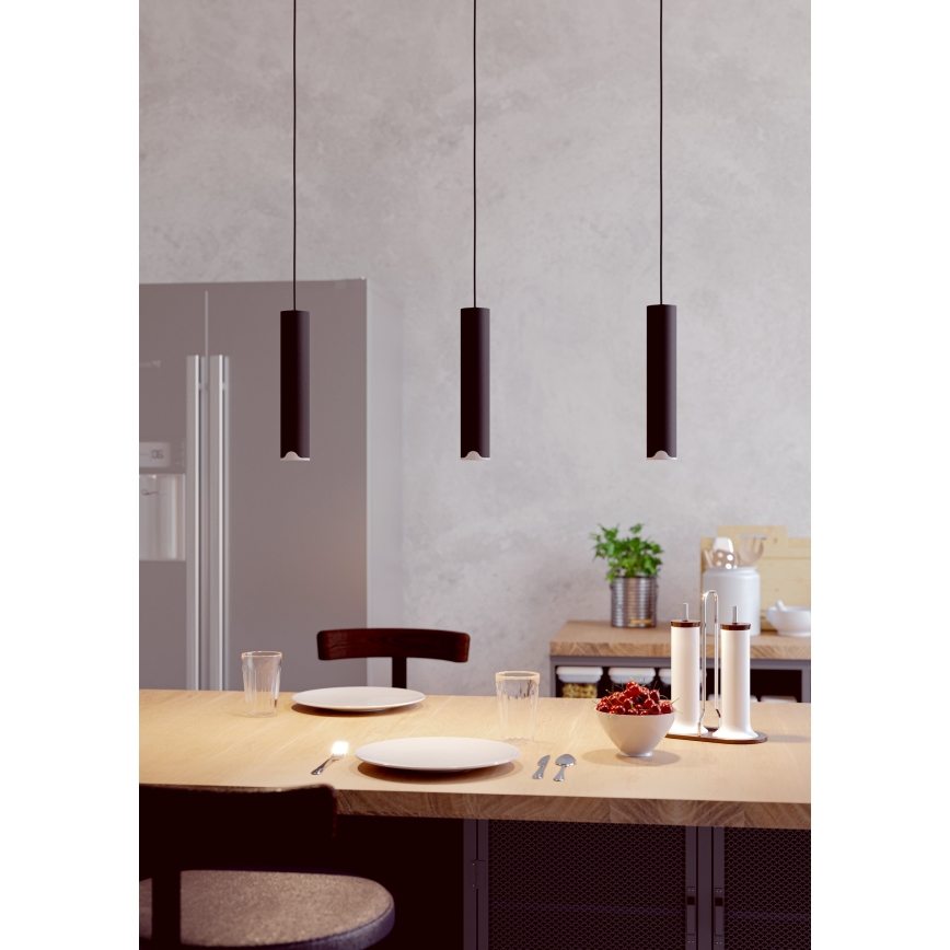 Eglo - LED RGBW Ljusreglerad ljuskrona på textilsladd 3xLED/3,7W/230V 2700-6500K svart