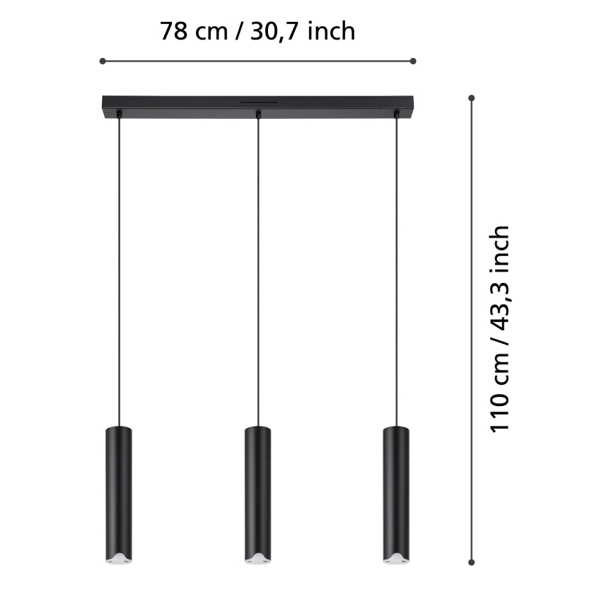 Eglo - LED RGBW Ljusreglerad ljuskrona på textilsladd 3xLED/3,7W/230V 2700-6500K svart