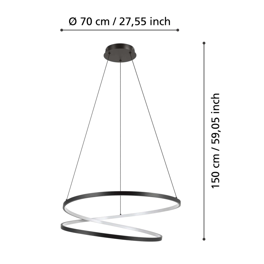Eglo - LED ljuskrona med textilsladd LED/42W/230V 3000K svart
