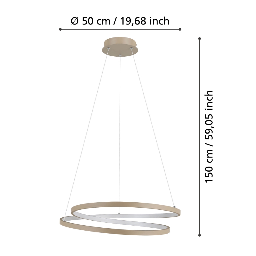 Eglo - LED ljuskrona med textilsladd LED/36W/230V 3000K beige