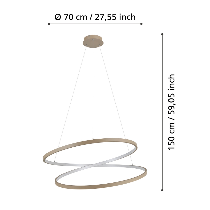 Eglo - LED ljuskrona med textilsladd LED/42W/230V 3000K beige