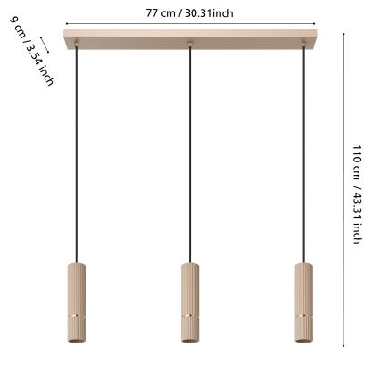 Eglo - LED ljuskrona med textilsladd 3xGU10/5W/230V 3000K beige
