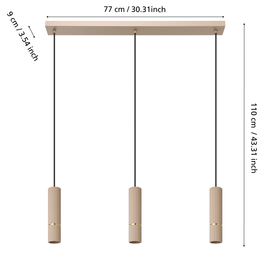 Eglo - LED ljuskrona med textilsladd 3xGU10/5W/230V 3000K beige