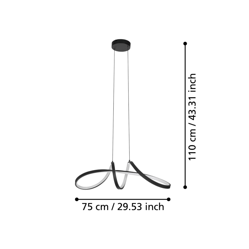 Eglo - LED RGBW Ljusreglerad ljuskrona på textilsladd LED/22W/230V 2700-6500K svart