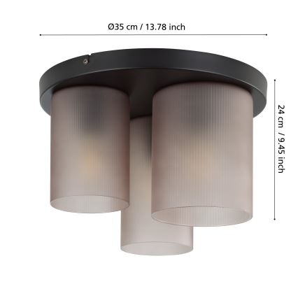 Eglo - Taklampa 3xE27/40W/230V grå