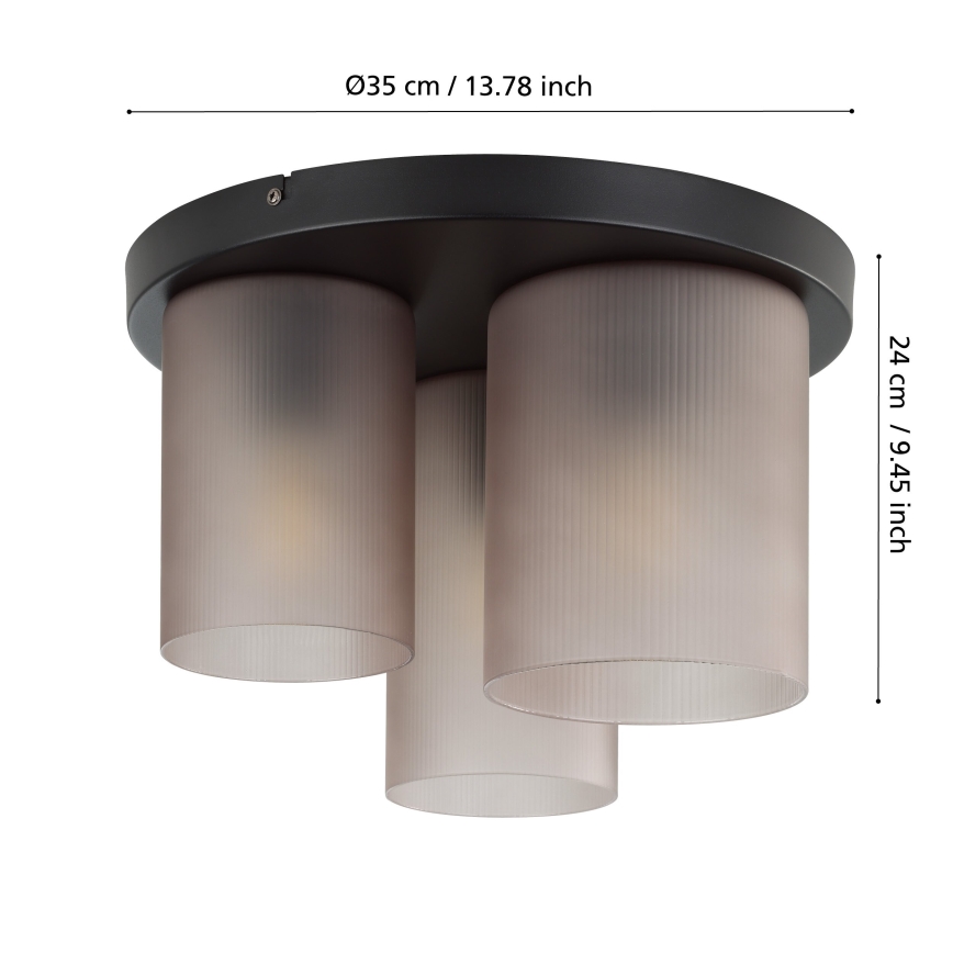 Eglo - Taklampa 3xE27/40W/230V grå