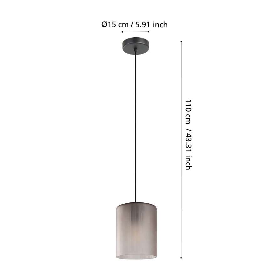 Eglo - Ljuskrona med textilsladd 1xE27/40W/230V grå